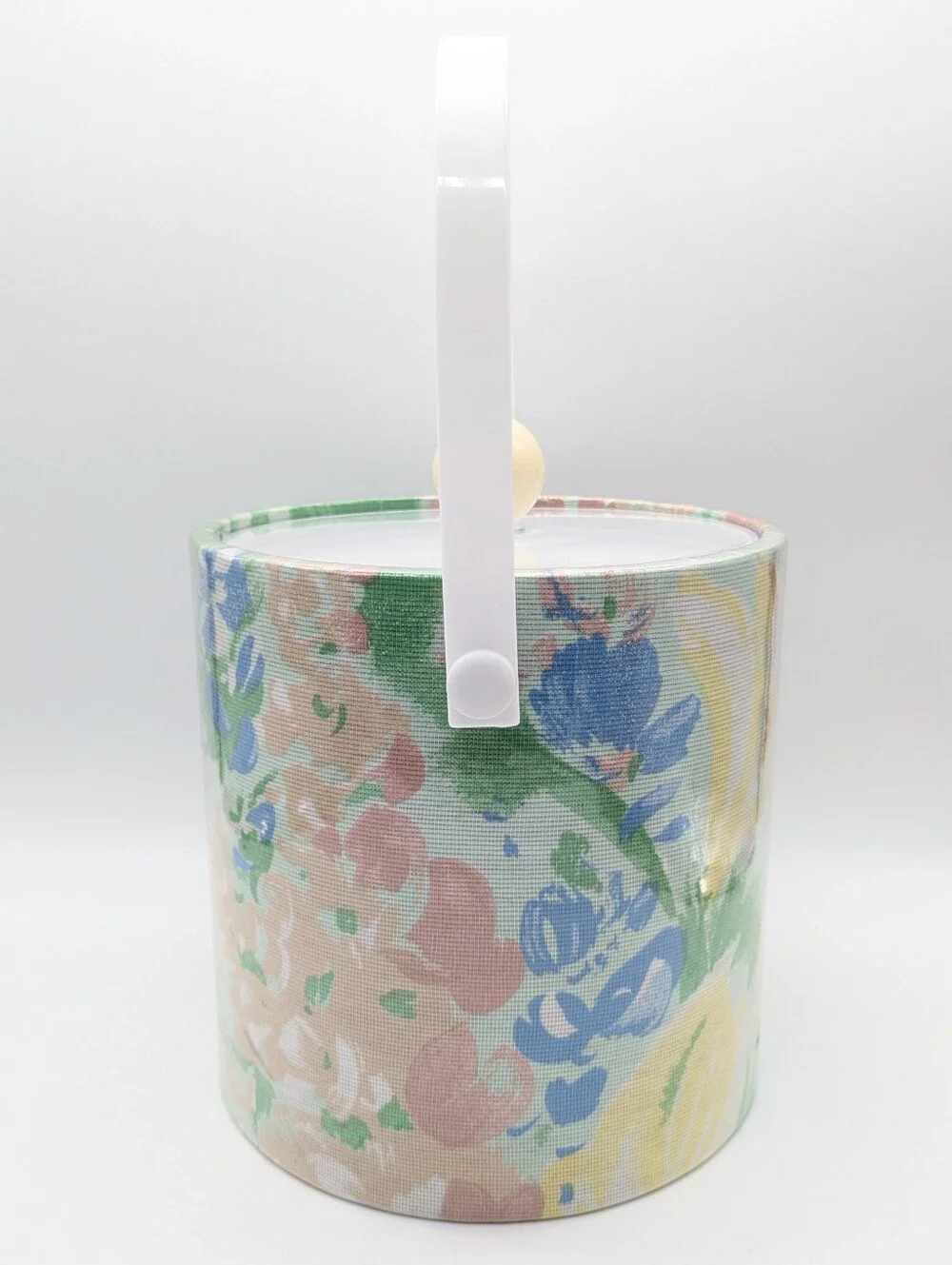 Vintage Elegance By Kraftware Pastel Floral Wooden Knob Ice Bucket